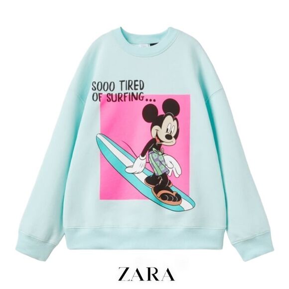 ZARA Kids | Light Blue | MICKEY MOUSE SURF © DISNEY SWEATSHIRT - Picture 1 of 6